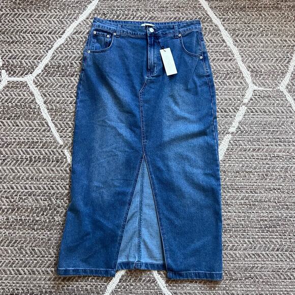 RACHEL ZOE Denim Midi Skirt sz 10 - Picture 1 of 5